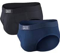 Saxx Men's Underwear Unterwäsche Herren-Slip - Ultra Super Weich Männer-Unterhosen - Herren-Slip mit integrierter Pouch TM Unterstützung - 2er Packung, Schwarz/Marine Blau, Klein