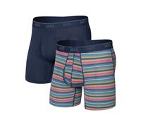 Saxx Underwear - Pack / Paket / Set mit 2 atmungsaktiven Boxershorts - Quest Quick-Dry Mesh BB Fly 2pk - Harvest Stripe/Maritime für Herren - Größe S Navy blau S