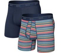 Saxx Underwear - Pack / Paket / Set mit 2 atmungsaktiven Boxershorts - Quest Quick-Dry Mesh BB Fly 2pk - Harvest Stripe/Maritime für Herren - Größe M Navy blau M