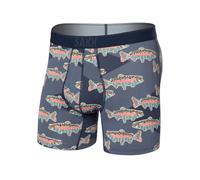 Saxx - Quest Quick Dry Mesh Boxer Brief Fly - Kunstfaserunterwäsche, Gr. S, blau (MosaicTrout/Maritime)