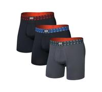 Saxx Underwear - 3er-Set atmungsaktive Boxershorts - Herren - Multi-Sport Mesh 3Pk - Multi-Sport Mesh BB 3pk Red/Mint/Blue Jagged WB für schwarz L