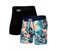 Saxx Underwear - Bequemer 2er-Pack Boxershorts - Ultra Super Soft Boxer Brief Fly 2Pk Mr. Phil O. Dendren / Black für Herren - Größe M - schwarz schwarz M