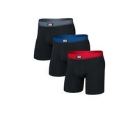 SAXX Underwear Co. Essential Herren-Boxershorts aus Baumwolle, 3er-Pack, Rot/Marineblau/Turbulence Wb, Large