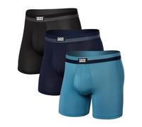 SAXX Underwear Co. Herren Unterwäsche mit Beutel Droptemp Cooling Cotton Boxer Brief 3er Pack, Hydro/Maritim/Schwarz, L