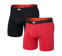 SAXX Underwear Co. Herren-Unterwäsche mit Beutel, Multi-Sport-Netz-Boxershorts, 2 Stück, Sunset Red/Black, L