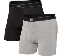 Saxx - Daytripper Boxer Brief Fly 2-Pack - Kunstfaserunterwäsche, Gr. M, grau (Black/GreyHeather)