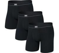 Saxx - Essential Cotton Boxer Brief Fly 3-Pack - Alltagsunterwäsche, Gr. M, schwarz (Black)
