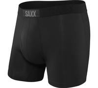 Saxx - Ultra Boxer Brief Fly - Kunstfaserunterwäsche, Gr. S, schwarz (Black/Black)