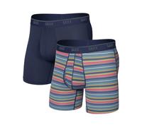 Saxx Underwear - Pack / Paket / Set mit 2 atmungsaktiven Boxershorts - Quest Quick-Dry Mesh BB Fly 2pk Harvest Stripe/Maritime für Herren - Größe M - Navy blau M