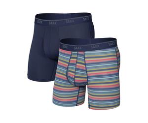 Saxx Underwear - Pack / Paket / Set mit 2 atmungsaktiven Boxershorts - Quest Quick-Dry Mesh BB Fly 2pk Harvest Stripe/Maritime für Herren - Größe S - Navy blau S