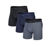 Saxx Underwear - Pack / Paket / Set mit 3 atmungsaktiven Boxershorts - Quest Quick-Dry Mesh BB Fly 3pk Slate/Anchor Teal/Black für Herren - Größe L - Grau L