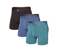 Saxx Underwear - Pack / Paket / Set mit 3 atmungsaktiven Boxershorts - Vibe Xtra BB Fly 3pk Seascape/Indigo/DK Choco für Herren - Größe M - Blau Blau M
