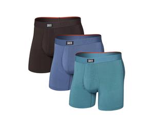 Saxx Underwear - Pack / Paket / Set mit 3 atmungsaktiven Boxershorts - Vibe Xtra BB Fly 3pk Seascape/Indigo/DK Choco für Herren - Größe XL - Blau Blau XL