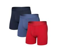 Saxx Underwear - Pack / Paket / Set mit 3 super atmungsaktiven Boxershorts aus Baumwolle - DropTemp Cooling Cotton BB Fly 3pk Red/Indigo/Dark Ink für Blau L