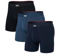 Saxx - Vibe Xtra Boxer Brief Fly 3-Pack - Kunstfaserunterwäsche, Gr. M, blau (DarkDenim/Navy/Black)
