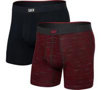 Saxx - Vibe Xtra Boxer Brief Fly 2-Pack - Kunstfaserunterwäsche, Gr. XXL, rot/schwarz (SpacedyeStripe/Black)