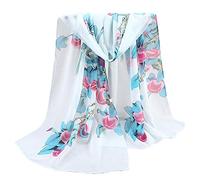 Sayla Schals Tücher Damen Winter Elegant Seidenschal Shawl Chiffon Blumen Seidentuch, Stola für Abendkleid Hochzeit, Luxuriöser Seide Schal Halstuch