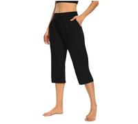 Saymany 3/4 Hose Damen Leicht Einfarbige Cargohose Teenager Mädchen Jogginghose Casual Sommerhose für Damen Lounge Stoffhose Frau Wanderhose Strandhose Freizeithose Kurzgröße Relaxhose