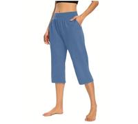Saymany 3/4 Hose Damen Leicht Einfarbige Cargohose Teenager Mädchen Jogginghose Casual Sommerhose für Damen Lounge Stoffhose Frau Wanderhose Strandhose Freizeithose Kurzgröße Relaxhose