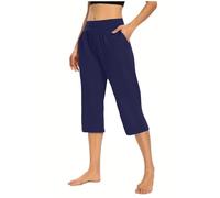 Saymany 3/4 Hose Damen Leicht Einfarbige Cargohose Teenager Mädchen Jogginghose Casual Sommerhose für Damen Lounge Stoffhose Frau Wanderhose Strandhose Freizeithose Kurzgröße Relaxhose