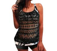 Saymany Badeanzüge Für Damen Rüschen Boardshorts Damen Bademoden Grosse Groessen Tankinis Für Damen Bikini Damen Set Bauch Weg Triangel Bikini Damen Bandeau Bikini Damen Hotpants Damen（3-Black,M