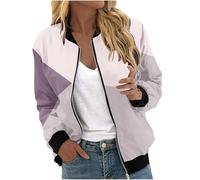 Saymany Blouson Jacke Damen Kurz Blumenmuster Bomberjacke Übergangsjacke Stehkragen Reißverschluss Pilotenjacke Bomber Jacket Leichte Casual Fliegerjacke Herbstjacke Elegant Langarm Outwear Coat
