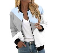 Saymany Blouson Jacke Damen Kurz Blumenmuster Bomberjacke Übergangsjacke Stehkragen Reißverschluss Pilotenjacke Bomber Jacket Leichte Casual Fliegerjacke Herbstjacke Elegant Langarm Outwear Coat