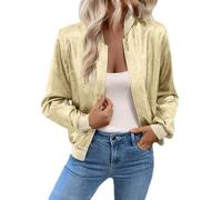 Saymany Bomberjacke Damen Stehkragen Einfarbig Pilotenjacke Bomber Jacket Zip Up Leichte Fliegerjacke Blouson Jacke Herbst Elegant Übergangsjacke College Jacket Mode Herbstjacke Outdoorjacke
