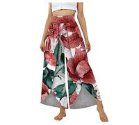 Saymany Culottes Hosen Damen Leichte Sommerhose, Damen Wickelhose mit Schlitz Weites Bein Rüschen Hose Damen Sommer Yogahose Leicht Luftige Sommerhosen Plissee Bequeme Sporthose für Frauen Schlaghose