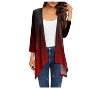 Saymany Damen Cardigan Lang Dünne Elegant Casual Strickjacke 3/4 Arm Lose Schal Strickjacke Mode Bluse Bequeme Blumendruck Strickjacke Top Leicht Jacke Dünn Cardigan Leichte Freizeitjacke Sweatshirt