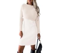 Saymany Damen Strickkleid Zweiteiliger Anzug Pullover Oberteil und Kleid Bodycon 2 Stück Set Sweater Midikleid Pullikleid Gestrickt Kleid Set Elegant Sweater Kleid Warm Tunika Minikleid Partykleid
