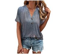 Saymany Damen Tshirt Elegant,V Ausschnitt Damen Tunika Oberteile Damen Sommer Bluse Damen Sommer,Sommerblusen Damen Leicht Oberteile Damen Frühling Tshirt Damen Sommerbluse Damen Bluse Kurzarm Damen