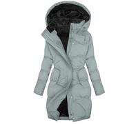 Saymany Daunenjacke Damen Lang Wasserdicht Gefüttert Winterjacke Steppjacke Mit Kapuze Und Taschen Mantel Übergangsjacke Einfarbige Warme Wintermantel Steppmantel Outdoor Wärmejacke Daunenmantel