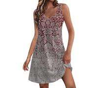 Saymany Desigual Kleider Damen Party Luftige Sommerkleider Damen Große Größen Strandkleider Damen Kleid Elegant Damen Damenkleider Festlich Brautkleid Satinkleid Grün(3-Wine,M)