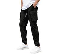 Saymany Herren Cargohose Leichte Cargo Hose Herren Elastische Taille mit Tunnelzug Jogginghose Arbeitshosen männer Sommer Outdoor Wanderhose Sporthose bequem Taktische Hose Herrenhosen mit Taschen