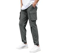 Saymany Herren Cargohose Leichte Cargo Hose Herren Elastische Taille mit Tunnelzug Jogginghose Arbeitshosen männer Sommer Outdoor Wanderhose Sporthose bequem Taktische Hose Herrenhosen mit Taschen