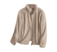 Saymany Jacke Damen Winter Mit Taschen Pullover Dünne Sportjacke Hoodie Sport Style Übergangsjacke Sweatshirt Leichte Oversized Sweatshirtjacke Elegant Jacket (A Khaki,XL)