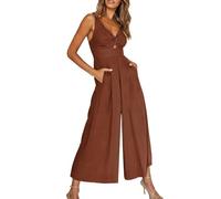 Saymany Jumpsuit Damen 90er Festlicher Jumpsuit Damen Faschingskostüme Damen Sexy Jumpsuit Damen Hosenanzug Arbeitslatzhose Damen Jumpsuit Damen Langarm Damen Hosenanzug Elegant 2 Teilig（Braun,S