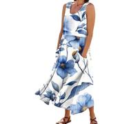 Saymany Kleid Hochzeitsgast Damen Für Frauen Spaghettiträger Kleid Weit Damen Party Kleider Gatsby Kleid Damen Italienische Kleider Damen Blusenkleid Damen Sommer Kleid(3-Blue,3XL)