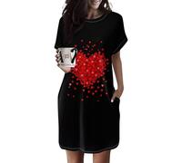 Saymany Kleider Für Strandkleid Damen Festlich Strandtunika Kleider Sommerkleider Damen Leicht Und Luftig Festliche Kleider Für Damen Moderne Kleider Prinzessin Kleid Damen（3-Red,3XL