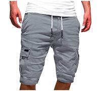 Saymany Kurze Cargo Hosen Männer Herren Shorts Kurze Hose Baumwolle Herren Kurze Hose Herren Stretch Radlerhose Herren Sporthose Herren Kurz Kurze Sporthose Männer Kurze Jogginghose Herren（grau,4XL