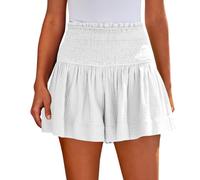 Saymany Kurze Hose Damen Atmungsaktive Weites Bein Wanderhose Sport Shorts Weites Bein Locker Stoffshorts Freizeithose Elegant Sommerhosen Damen Leicht Und Luftig Streetwear（Weiß，M）