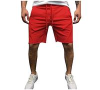 Saymany Kurze Jogginghose Herren Jogginghose Herren Kurz Herren-Shorts Kurze Hose Herren Stretch Kurze Hosen Herren Sommer Kurze Hose Herren Kurze Cargo Hosen Männer Sommerschuhe Herren（Vermilion,3XL
