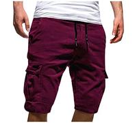 Saymany Kurze Sporthose Männer Radlerhose Herren Kurze Hose Baumwolle Herren Chino Shorts Herren Jogginghose Herren Kurz Cargo Shorts Herren Kurze Jogginghose Herren Herren Wanderhose Kurz（rot,XL
