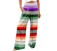 Saymany Leinenhose Damen,Leichte Sommerhose, Damen Sommer Lang Weites Bein Sommerhose High Waist Bequem Luftig Leinen Freizeithose Leicht Elegant Locker Schlupfhose Stoffhose Palazzo Hose Wickelhose