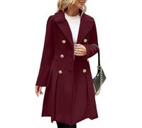 Saymany Mantel Damen Einfarbige Zweireiher Wintermantel Wollmantel Mit Gürtel Revers Winterjacke Trenchcoat Slim Fit Elegant Herbstmantel Mode Herbst Winter Übergangsjacke Windjacke