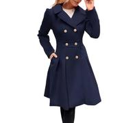 Saymany Mantel Damen Einfarbige Zweireiher Wintermantel Wollmantel Mit Gürtel Revers Winterjacke Trenchcoat Slim Fit Elegant Herbstmantel Mode Herbst Winter Übergangsjacke Windjacke