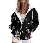 Saymany Oversize Hoodie Damen Jacke Mit Kapuze Graphic Drucken Sweatjacke Kapuzenjacke Y2K Reißverschluss Übergangsjacke Kapuzenpullover Casual Herbst Hoodies Jacke Langarm Hooded Sweatshirt