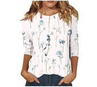 Saymany Shirts Damen Sommer Bluse Damen Tunika Damen Elegant Damen Tshirt Elegant Sommerblusen Damen Leicht 3/4 Arm Damen Shirts Damen Sommer Damenblusen Kurzarm Oberteile Damen Sommer（6-Green,S