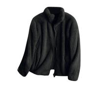 Saymany Teddyfleece Jacke Damen Herbst Kapuzenpullover Sweatjacke Gefüttert Drucken Kapuzenpulli Pullover Einfarbig Übergangsjacke Leicht Hoodies Langarm Hoody Mit Kapuze (B Black,XL)